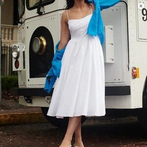 J. Crew Midi Dress A-line Stretch Cotton Poplin White sz 4 NWT